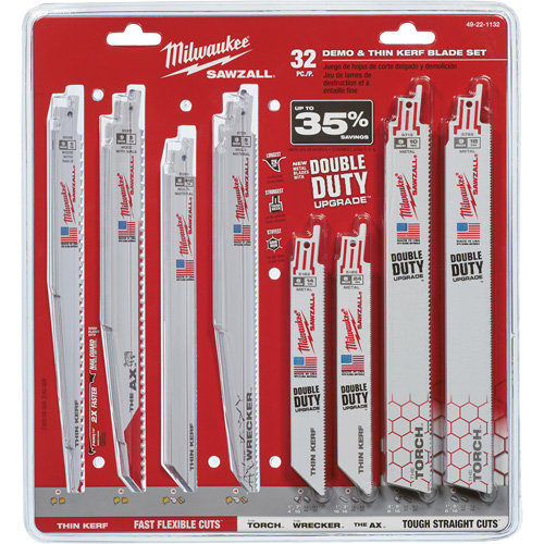 Jeu de lames de d&eacute;molition et &agrave; trait de scie &eacute;troit Sawzall Pathway Supply LP