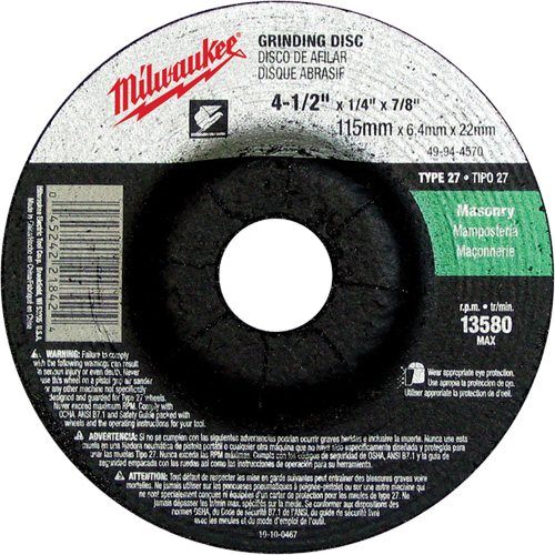 Meule, 4-1/2" x 1/4", Arbre 7/8", Carbure de silicium, Type 27 Pathway Supply LP
