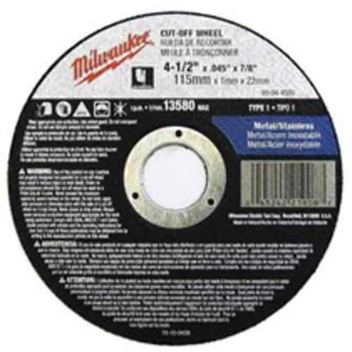 Meules &agrave; tronçonner &agrave; centre abaiss&eacute;, 5" x 0,045", Arbre de 7/8", Type 27, Oxyde d'aluminium, 13580 Tr/min Pathway Supply LP