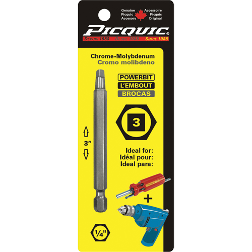 Powerbit, Square, #3 Tip, 1/4" Drive Size, 3" Length Pathway Supply LP