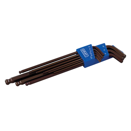 Extra Long Arm Ball Hex Key Set, 9 Pcs., Metric Pathway Supply LP
