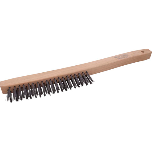 Brosse &agrave; r&eacute;curer industrielle &agrave; manche long, Acier, 3 x 19 rangs de fils, Longueur 14" Pathway Supply LP
