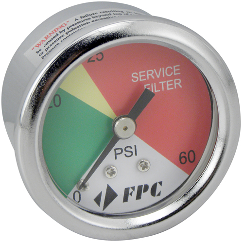 PG1326 Transmission Filter Pressure Gauge, 2" , 0 - 60 psi, Back Mount, Analogue Pathway Supply LP