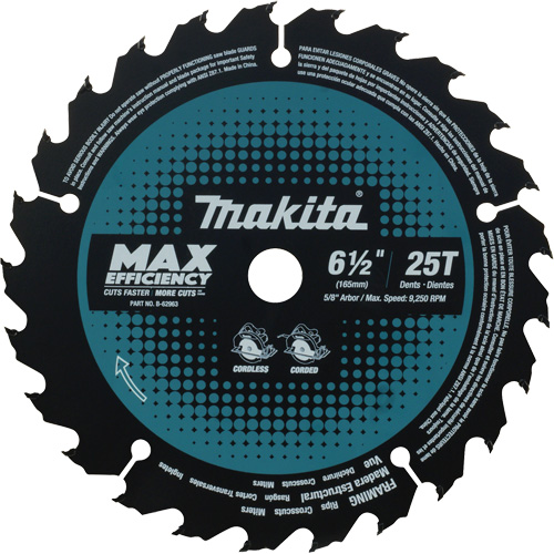 Max-Efficiency Circular Saw Blade, 6-1/2", 25 Teeth, Laminate/Wood Use Pathway Supply LP