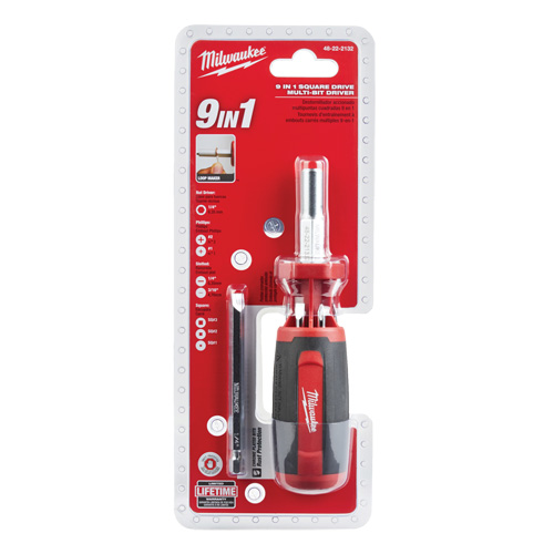 9-in-1 Square Drive Multi-Bit Driver, 9" L, Cushion Grip Handle Pathway Supply LP