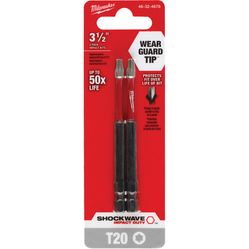 Embout de tournevis Shockwave Impact Duty, Torx, Embout T-20, Prise 1/4", Longueur 3-1/2" Pathway Supply LP