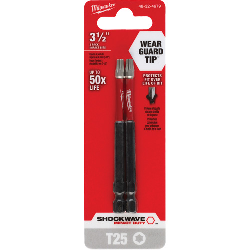 Embout de tournevis Shockwave Impact Duty, Torx, Embout T-25, Prise 1/4", Longueur 3-1/2" Pathway Supply LP