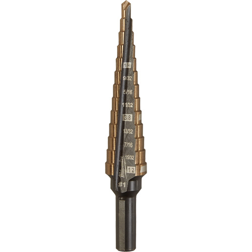 Foret &eacute;tag&eacute;, 1/8"/#1 - #1/1/2", Incr&eacute;ments de 1/32", Acier rapide au cobalt Pathway Supply LP