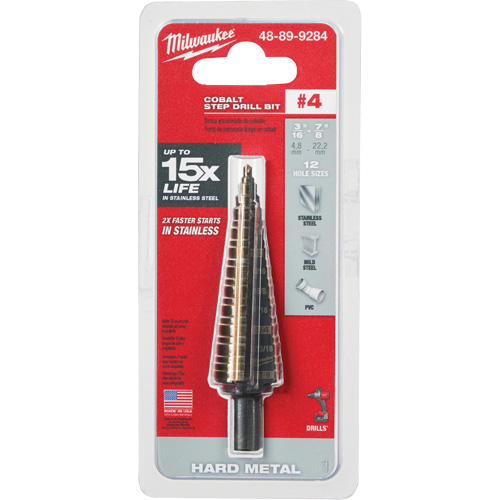 Foret &eacute;tag&eacute;, 3/16"/#4 - #4/7/8", Incr&eacute;ments de 1/32", Acier rapide au cobalt Pathway Supply LP