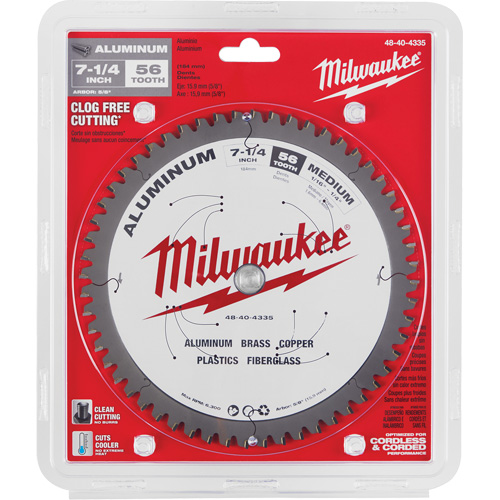 Lame de scie circulaire pour la coupe d'aluminium, 7-1/4", 56 dents, Pour Plastique/Fibre de verre/Non ferre Pathway Supply LP