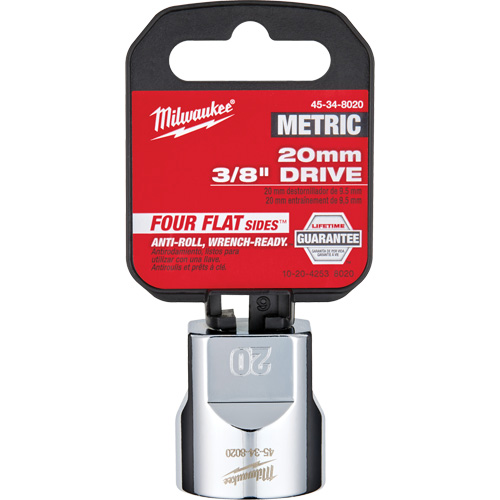Metric Socket with Four Flat Sides, 20 mm, 3/8" Drive, 6 Points Pathway Supply LP