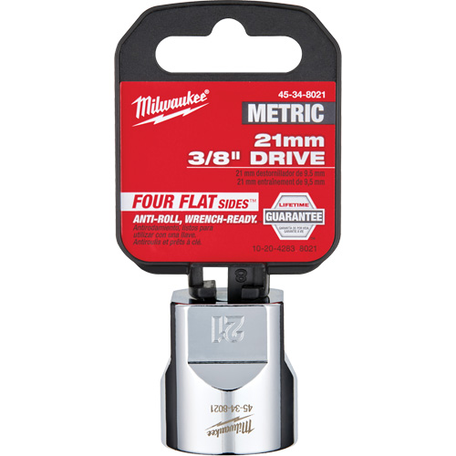 Metric Socket with Four Flat Sides, 21 mm, 3/8" Drive, 6 Points Pathway Supply LP