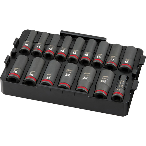 Jeu de douilles profondes 3/8" Shockwave Impact Duty Packout, 16 Mcx, Chocs, Prise de 1/2", Profond Pathway Supply LP