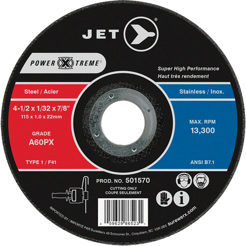 A60PX Power-Xtreme Cut-Off Wheel, 4-1/2" x 1/32", 7/8" Arbor, Type 1, 13300 RPM Pathway Supply LP