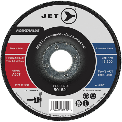 A60T PowerPlus Cut-Off Wheel, 4-1/2" x 3/64", 7/8" Arbor, Type 27, 13300 RPM Pathway Supply LP