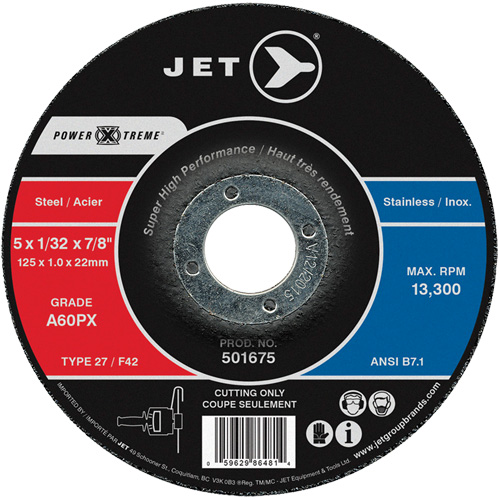 A60PX Power-Xtreme Cut-Off Wheel, 4-1/2" x 3/64", 7/8" Arbor, Type 27, 13300 RPM Pathway Supply LP