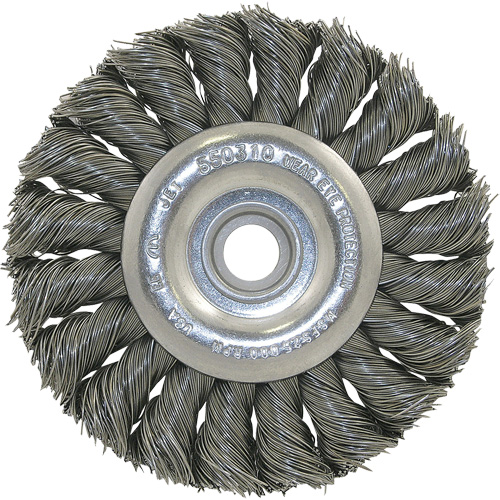 3K114 Brosse &agrave; fil nou&eacute;, non filet&eacute;, Dia. 3-1/4", Fils 0,014", Arbre 3/8"-1/2 Pathway Supply LP