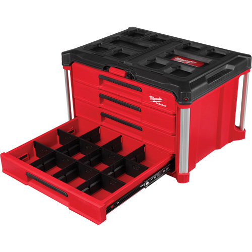 Boîte &agrave; outils avec 4 tiroirs PackOut, 16-3/10" x 22-1/5" x 14-3/10", Rouge Pathway Supply LP