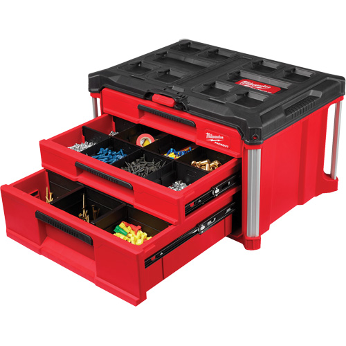 Boîte &agrave; outils avec 3 tiroirs PackOut, 16-3/10" x 22-1/5" x 14-3/10", Rouge Pathway Supply LP