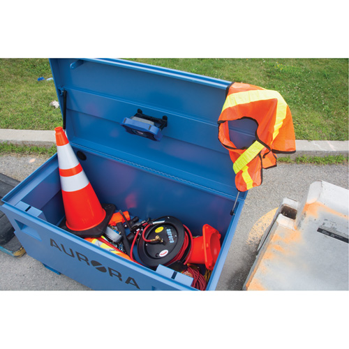 Coffre &agrave; outils de chantier, 48" x 24" x 27-3/5", Acier, Bleu Pathway Supply LP