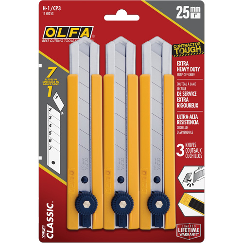 H-1 Classic Extra Heavy-Duty Utility Knife with Rubber Grip Inset, 25 mm Pathway Supply LP