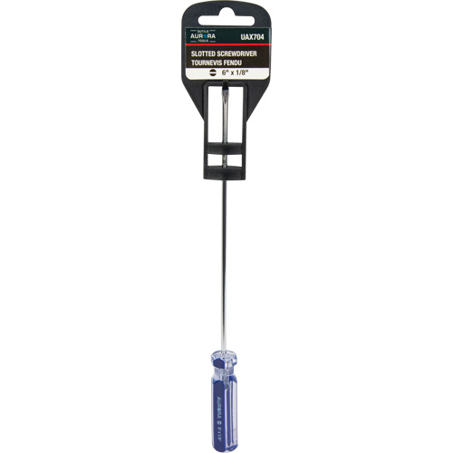 Tournevis &agrave; fente bleu transparent avec bandes, Tige de 1/8", Ronde, Prise en Plastique Pathway Supply LP