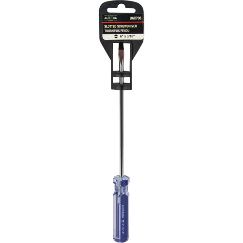 Tournevis &agrave; fente bleu transparent avec bandes, Tige de 3/16", Ronde, Prise en Plastique Pathway Supply LP