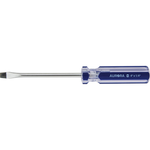 Tournevis &agrave; fente bleu transparent avec bandes, Tige de 1/4", Ronde, Prise en Plastique Pathway Supply LP