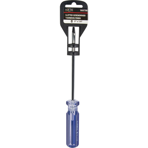 Tournevis &agrave; fente bleu transparent avec bandes, Tige de 1/4", Ronde, Prise en Plastique Pathway Supply LP