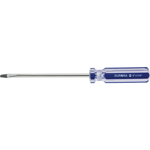 Tournevis &agrave; fente bleu transparent avec bandes, Tige de 1/4", Ronde, Prise en Plastique Pathway Supply LP