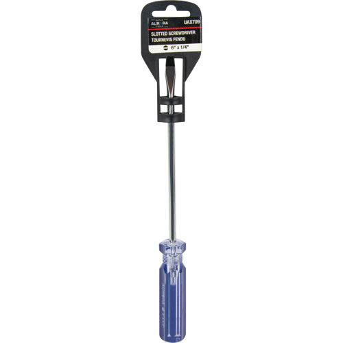 Tournevis &agrave; fente bleu transparent avec bandes, Tige de 1/4", Ronde, Prise en Plastique Pathway Supply LP