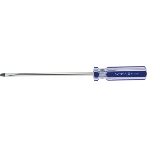 Tournevis &agrave; fente bleu transparent avec bandes, Tige de 1/4", Ronde, Prise en Plastique Pathway Supply LP