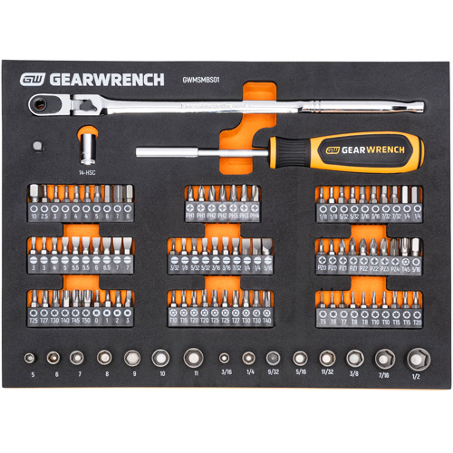 Jeu d'outils &agrave; t&ecirc;te &eacute;troite pour m&eacute;canicien dans un plateau de rangement en mousse Pathway Supply LP