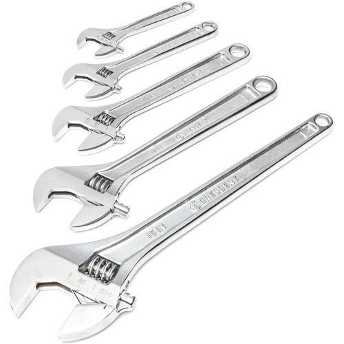 Chrome Wrench Set, Adjustable, 5 Pieces, Imperial and Metric Pathway Supply LP