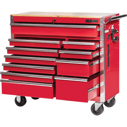 PRC4211 Pro Series Roller Cabinet, 11 Drawers, 42" W x 18" D x Red Pathway Supply LP