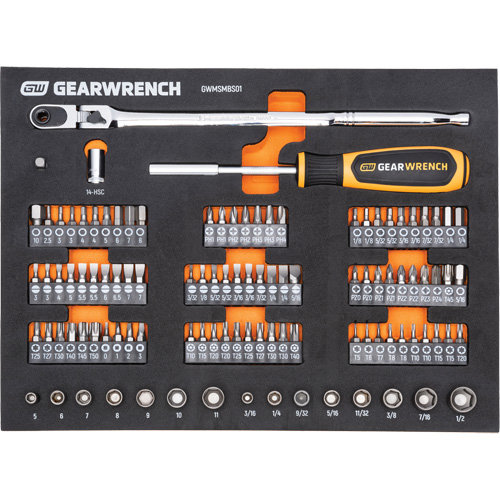 Jeu d'outils de m&eacute;canicien dans des plateaux modulaires en mousse avec conteneur de rangement, 194 morceaux Pathway Supply LP
