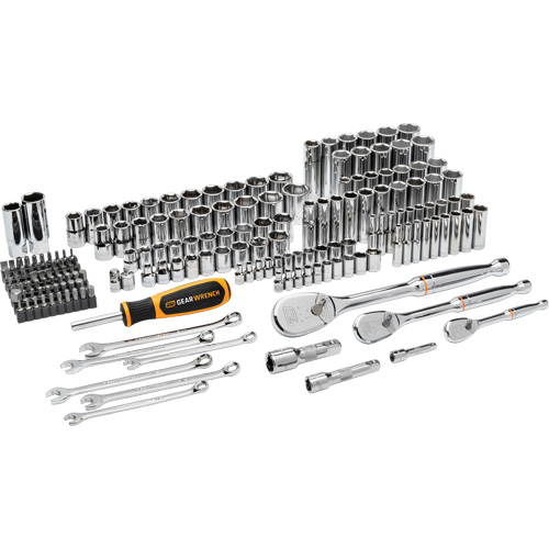 Jeu d'outils manuels pour m&eacute;canicien 90T SAE/MM avec prises 1/4", 3/8” & 1/2" Pathway Supply LP