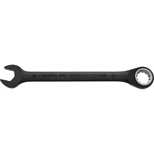 Metric Spline Combination Reversible Ratcheting Wrench, Black/Chrome Finish Pathway Supply LP
