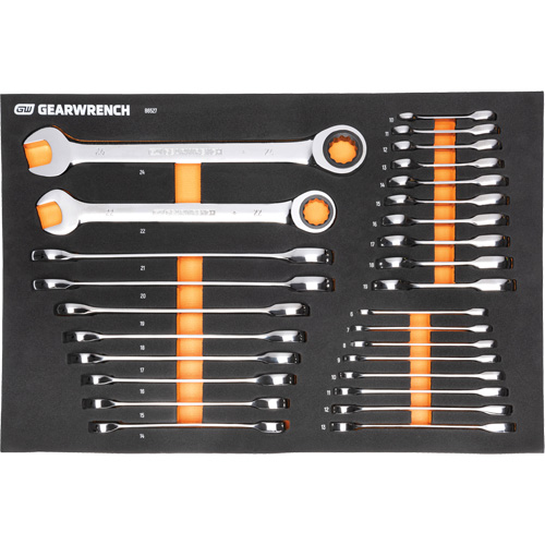 Jeu d'outils m&eacute;triques pour m&eacute;canicien MEGAMOD dans des plateaux en mousse modulaire avec armoire roulante &agrave; outils, 358 morcea Pathway Supply LP
