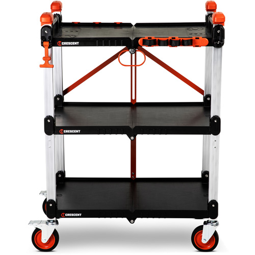 SITERUNNER 3-Shelf Folding Jobsite Cart, 30-3/5" L x 20" W x 42-1/2" H, Black Pathway Supply LP