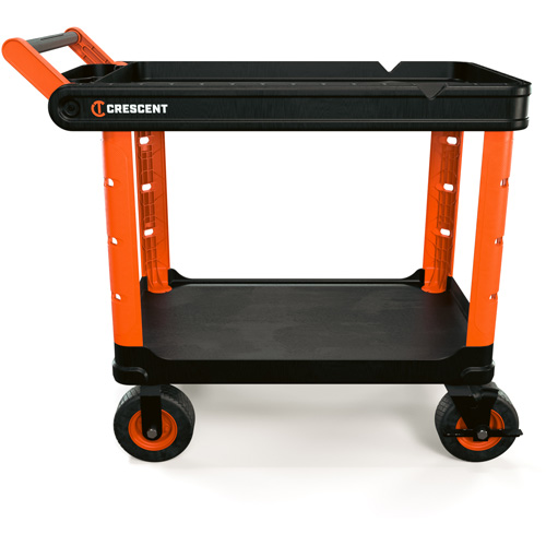 Chariot utilitaire industriel &agrave; 2 tablettes RAILWORKS avec roulettes de 8", 47" lo x 24-1/2" la x 37-4/5" h, Noir/Orange Pathway Supply LP