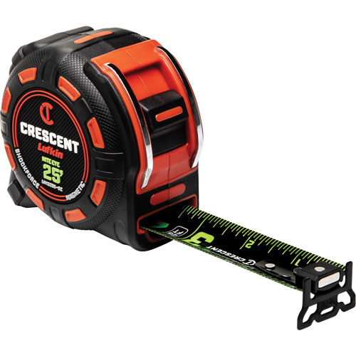 Shockforce NITE EYE Magnetic Tape Measure, 1-1/4" x 25', SAE Graduations Pathway Supply LP