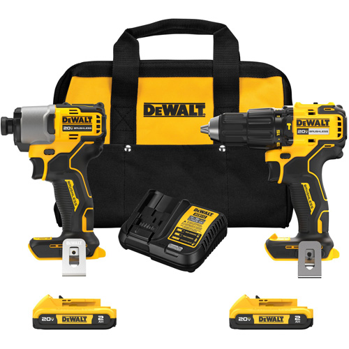 Ensemble de perfomarteau compact sans fil et sans balai de 1/2" & tournevis &agrave; chocs de 1/4", Lithium-ion, 20 V Pathway Supply LP
