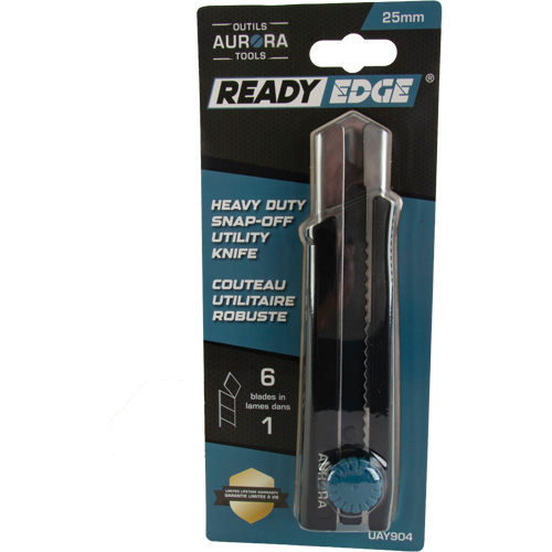 Couteau r&eacute;tractable de 25 mm, Acier inoxydable, Robuste, Prise en Caoutchouc Pathway Supply LP