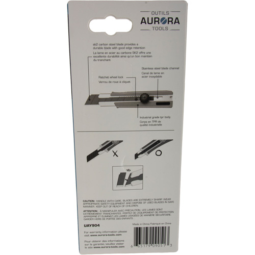 Couteau r&eacute;tractable de 25 mm, Acier inoxydable, Robuste, Prise en Caoutchouc Pathway Supply LP