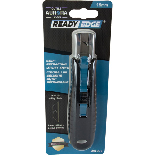 Couteau de s&eacute;curit&eacute; r&eacute;tractable standard, Acier inoxydable, Prise en Caoutchouc Pathway Supply LP
