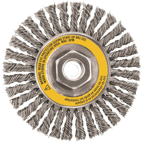 Brosse boisseau, Dia. 4", Fils 0,02", Arbre 5/8"-11, Acier inoxydable Pathway Supply LP