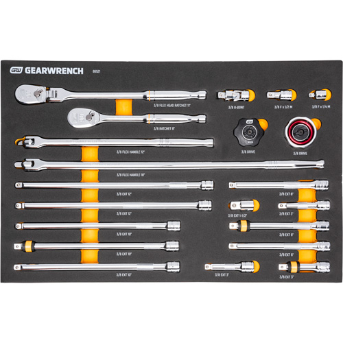 Ensemble d'outils &agrave; cliquet et d'entraînement 3/8" &agrave; 90 dents avec plateau de rangement en mousse Pathway Supply LP