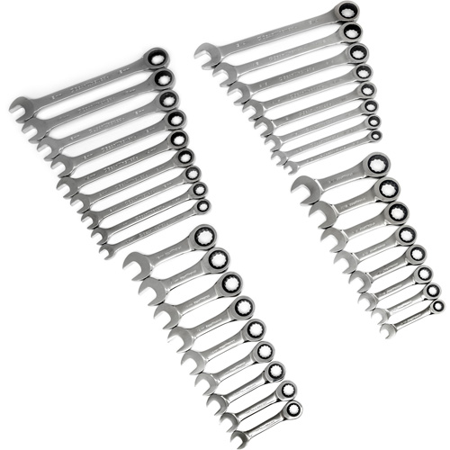 72-Tooth 12 Point Standard & Stubby Wrench Set, Ratcheting Combination, 34 Pieces, Imperial and Metric Pathway Supply LP