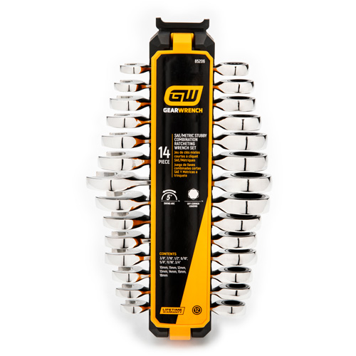 Jeu de cl&eacute;s courtes &agrave; 12 pans et 72 dents, Combinaison &agrave; cliquet, 14 morceaux, Imp&eacute;rial et m&eacute;trique Pathway Supply LP